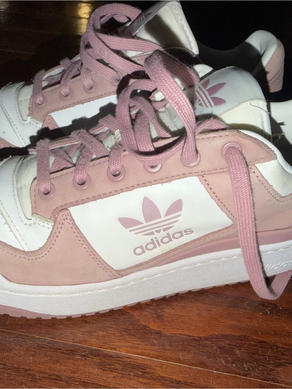 adidas Womenโs Low-Top Sneakers in Pink and White
